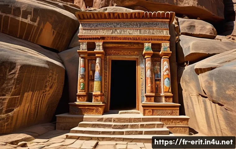 에리트레아의 기독교 문화 - A majestic ancient rock-hewn Eritrean church carved directly into rugged stone cliffs, featuring a s...
