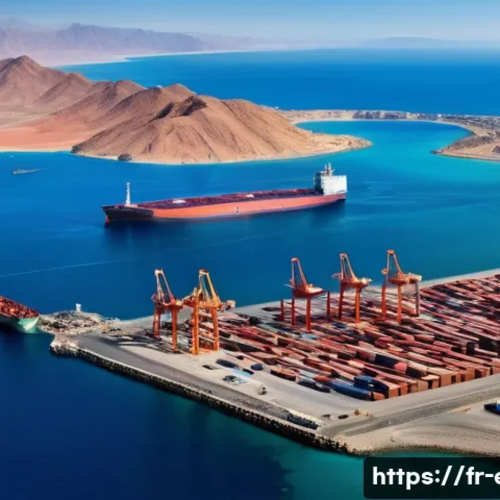 에리트레아와 홍해의 연관성 - A detailed aerial view of the Eritrean Red Sea coastline featuring the modernizing port of Assab bus...