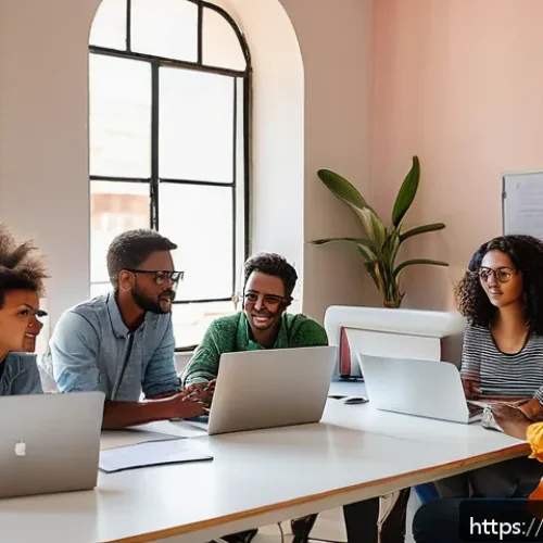 Home 31 에리트레아의 혁신 기업 - A vibrant urban co-working space in Asmara, Eritrea, filled with young local tech entrepreneurs coll...